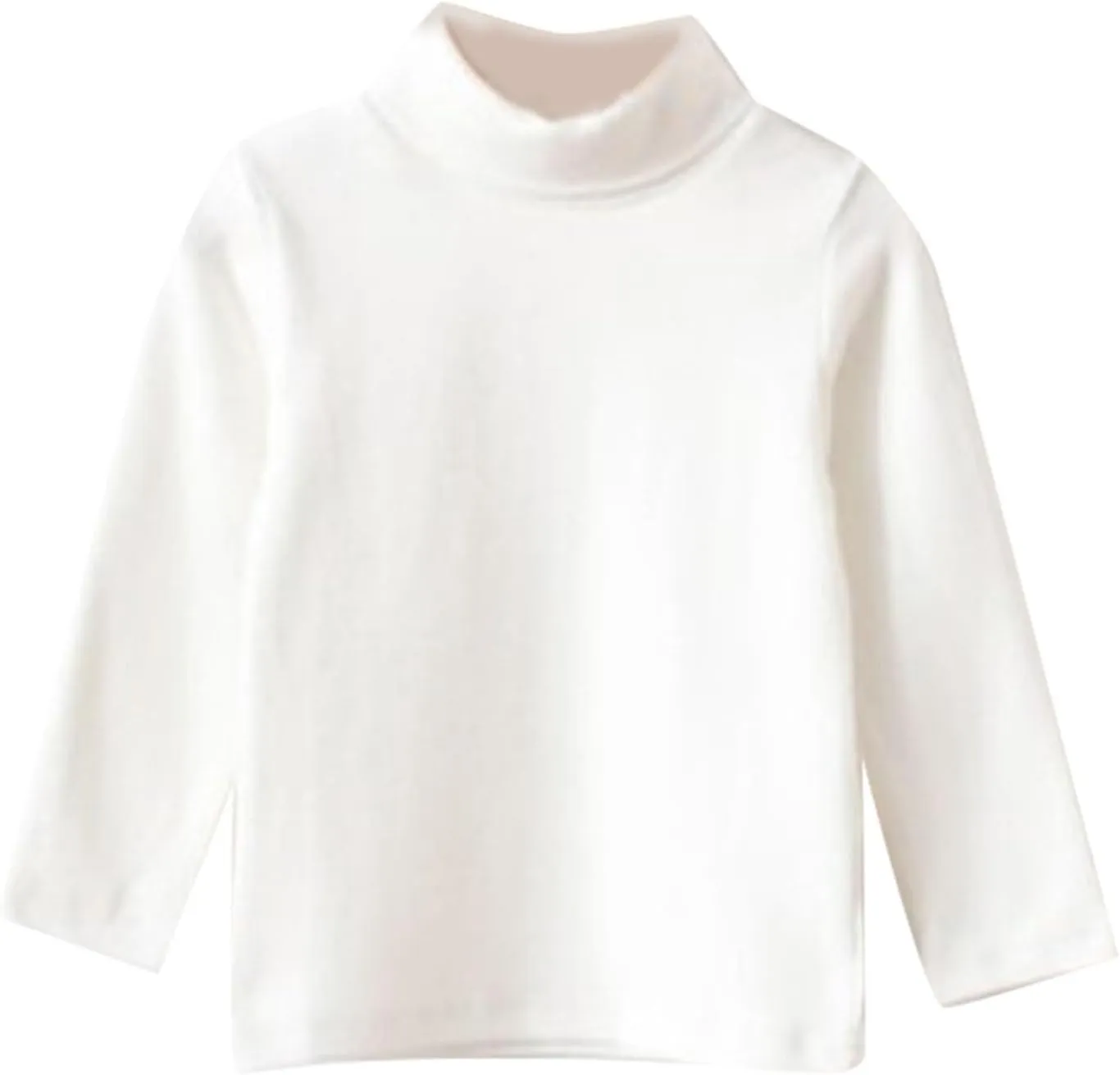 Little Girls Long Sleeve Tee Shirts Soft Turtleneck Pullover Slim Stretchy Tops Boys Girls Casual Tops