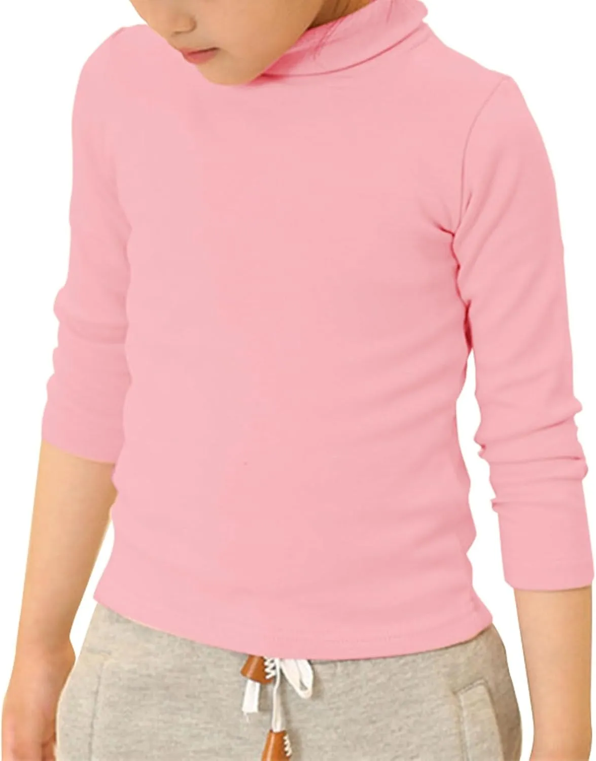 Little Girls Long Sleeve Tee Shirts Soft Turtleneck Pullover Slim Stretchy Tops Boys Girls Casual Tops