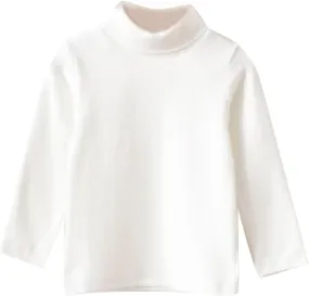 Little Girls Long Sleeve Tee Shirts Soft Turtleneck Pullover Slim Stretchy Tops Boys Girls Casual Tops