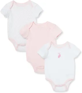Little Me Baby Girls' 3-Pack 100% Cotton Scratch Free Tag Bodysuits