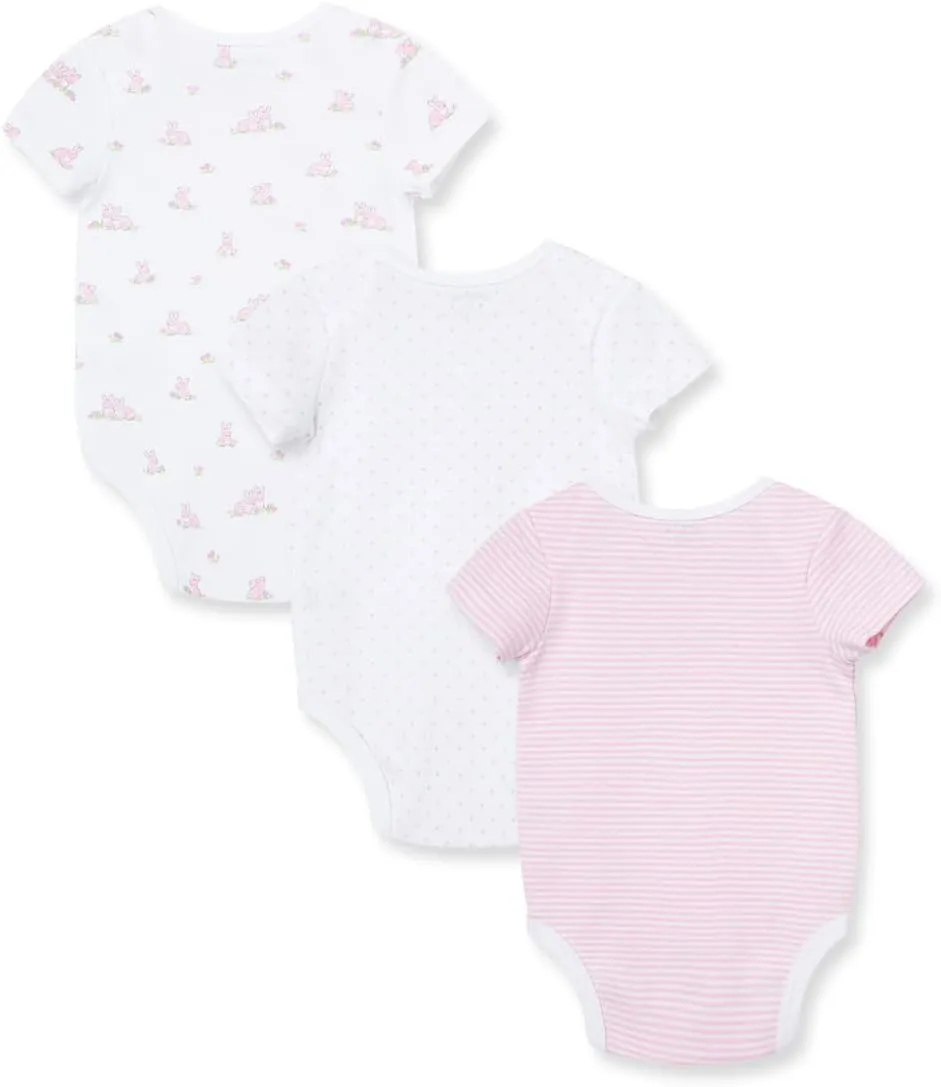 Little Me Baby Girls' 3-Pack 100% Cotton Scratch Free Tag Bodysuits