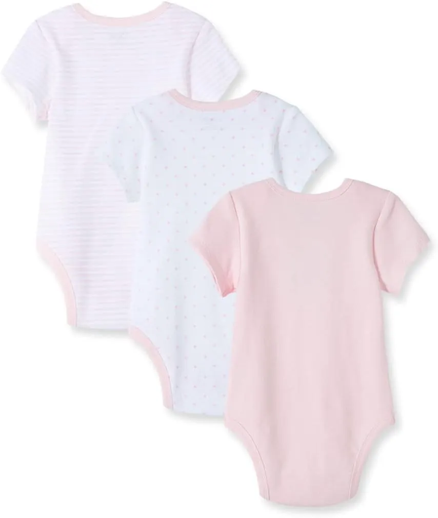 Little Me Baby Girls' 3-Pack 100% Cotton Scratch Free Tag Bodysuits