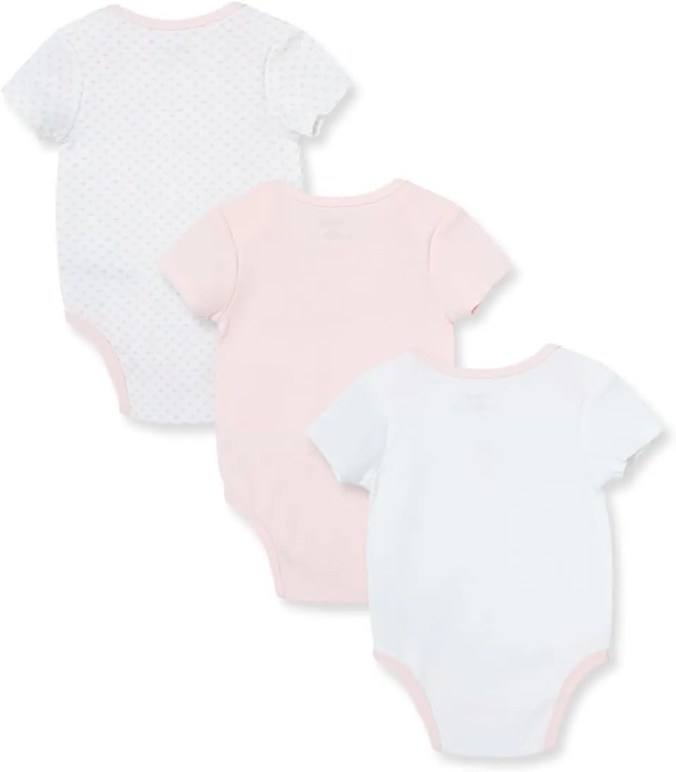 Little Me Baby Girls' 3-Pack 100% Cotton Scratch Free Tag Bodysuits