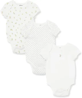 Little Me Baby Girls' 3-Pack 100% Cotton Scratch Free Tag Bodysuits