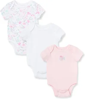 Little Me Baby Girls' 3-Pack 100% Cotton Scratch Free Tag Bodysuits