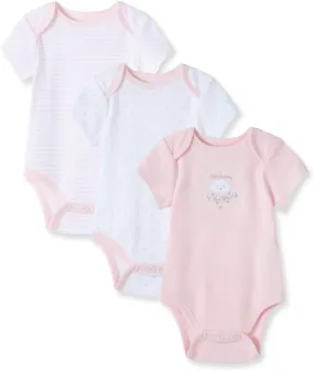 Little Me Baby Girls' 3-Pack 100% Cotton Scratch Free Tag Bodysuits