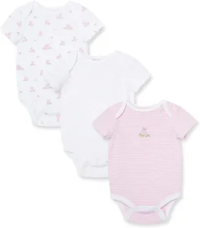 Little Me Baby Girls' 3-Pack 100% Cotton Scratch Free Tag Bodysuits