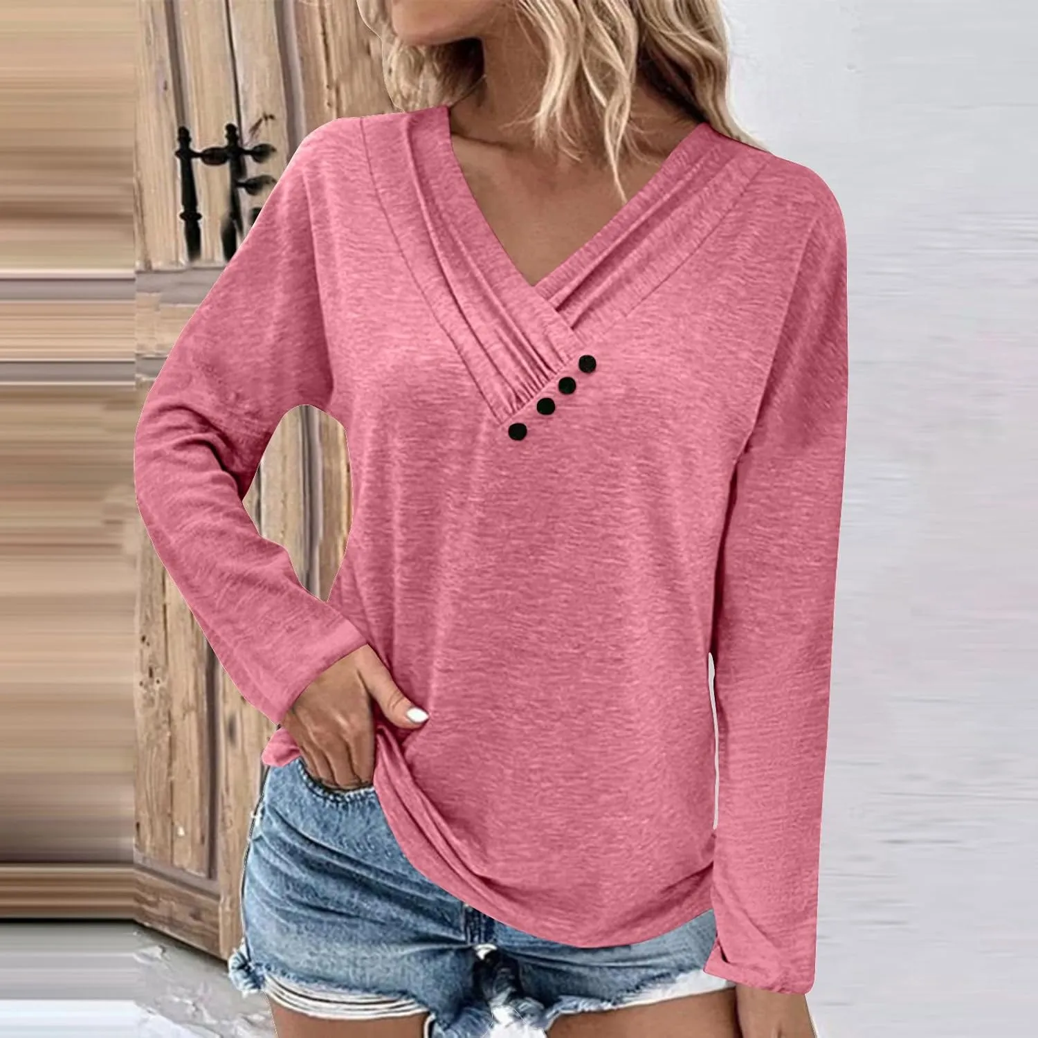 Long Sleeve Shirts for Women Womens Blouses Casual Fall Hippie Shirts Cute Tops Floral Tunics Tops Crew Neck Shirts