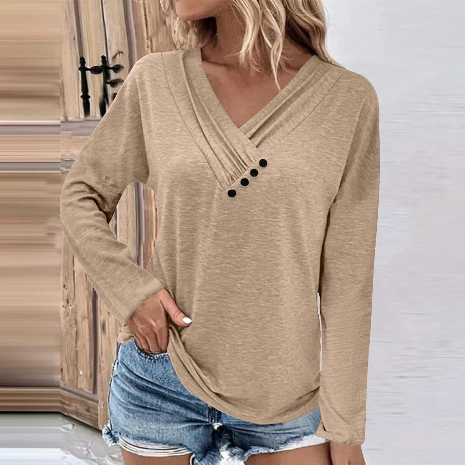 Long Sleeve Shirts for Women Womens Blouses Casual Fall Hippie Shirts Cute Tops Floral Tunics Tops Crew Neck Shirts