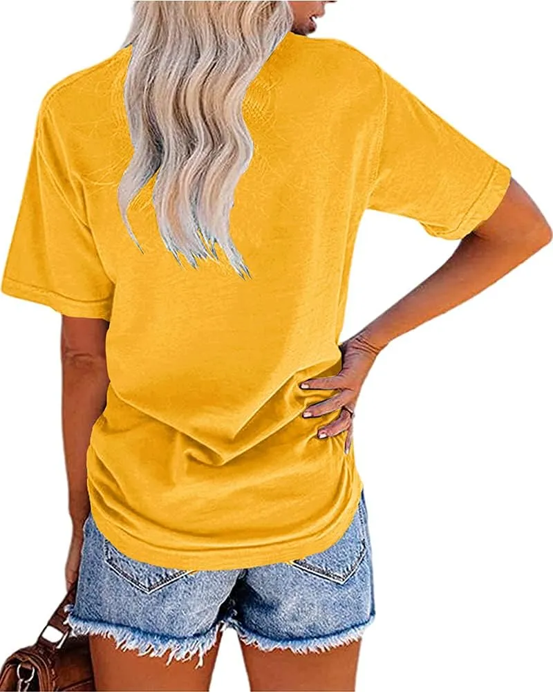 MaQiYa Womens Cute Sunflower Graphic Printed Tee Shirts Vintage Short Sleeve Cotton Shirts Tops