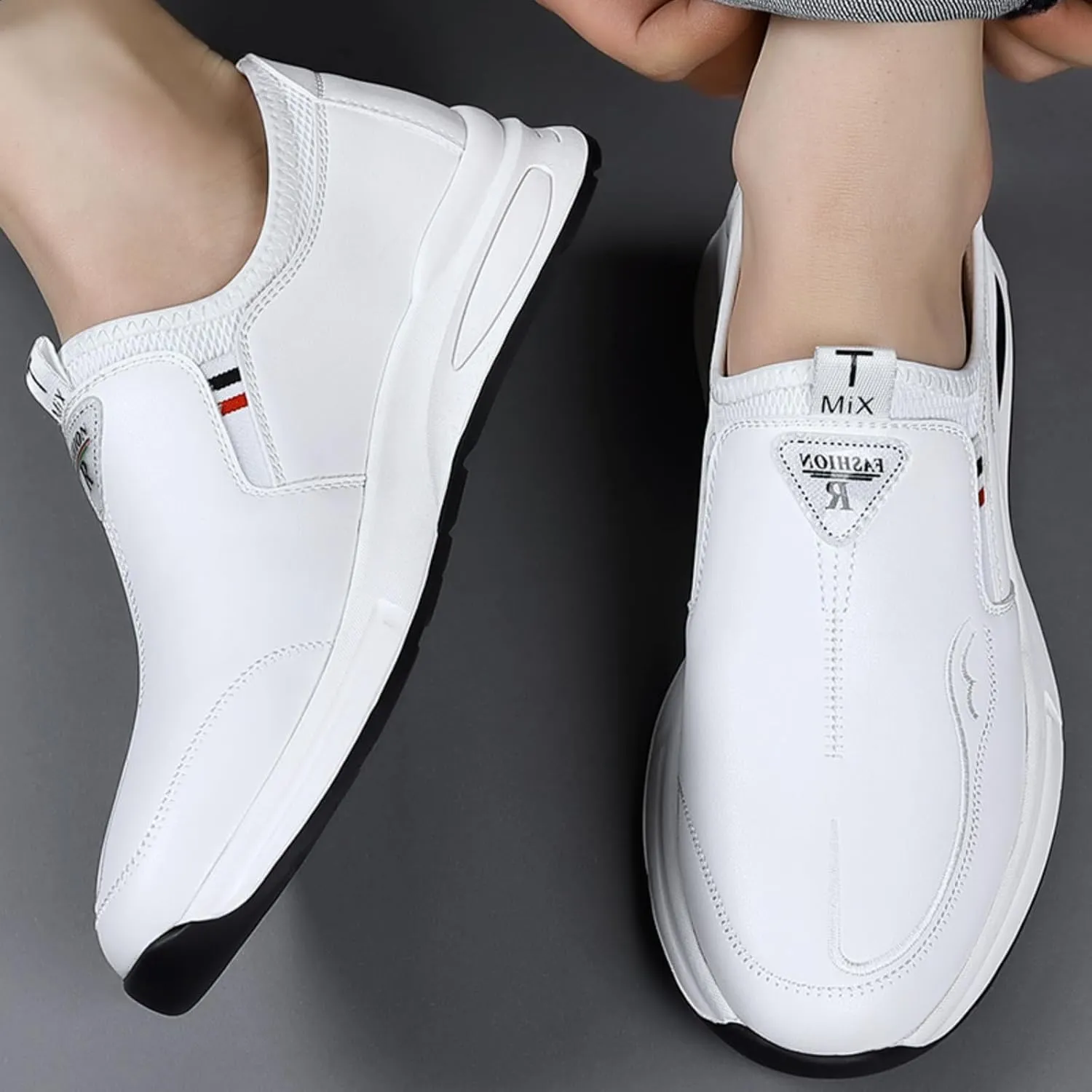 Men Casual Business Shoes Slip - on Adjustable Loafers Leather for Driving Working Walking Party Formal Oxfords