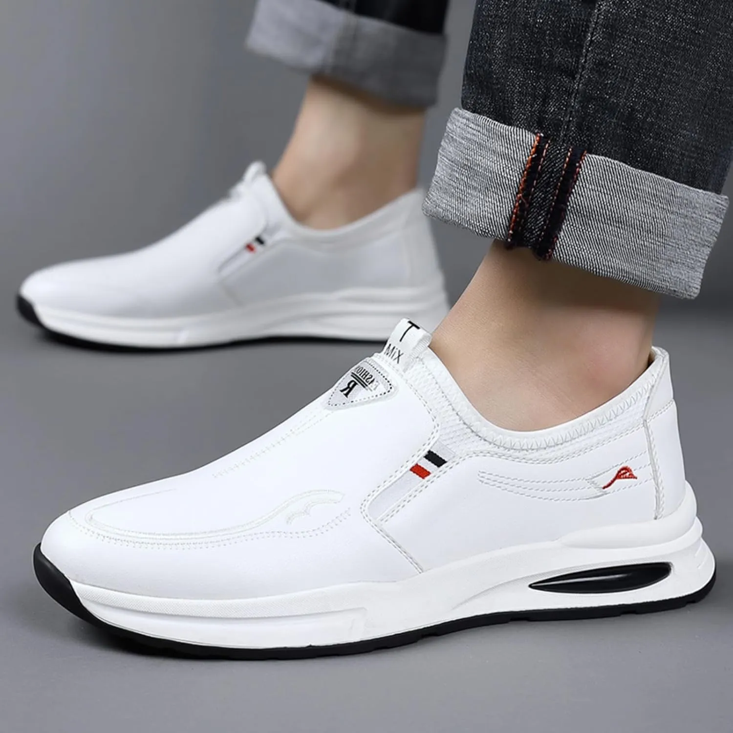 Men Casual Business Shoes Slip - on Adjustable Loafers Leather for Driving Working Walking Party Formal Oxfords