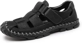 Men Casual Sandals Genuine Leather Mens Slippers Mens Leather Sandals (Color : Gray, Size : 13code)