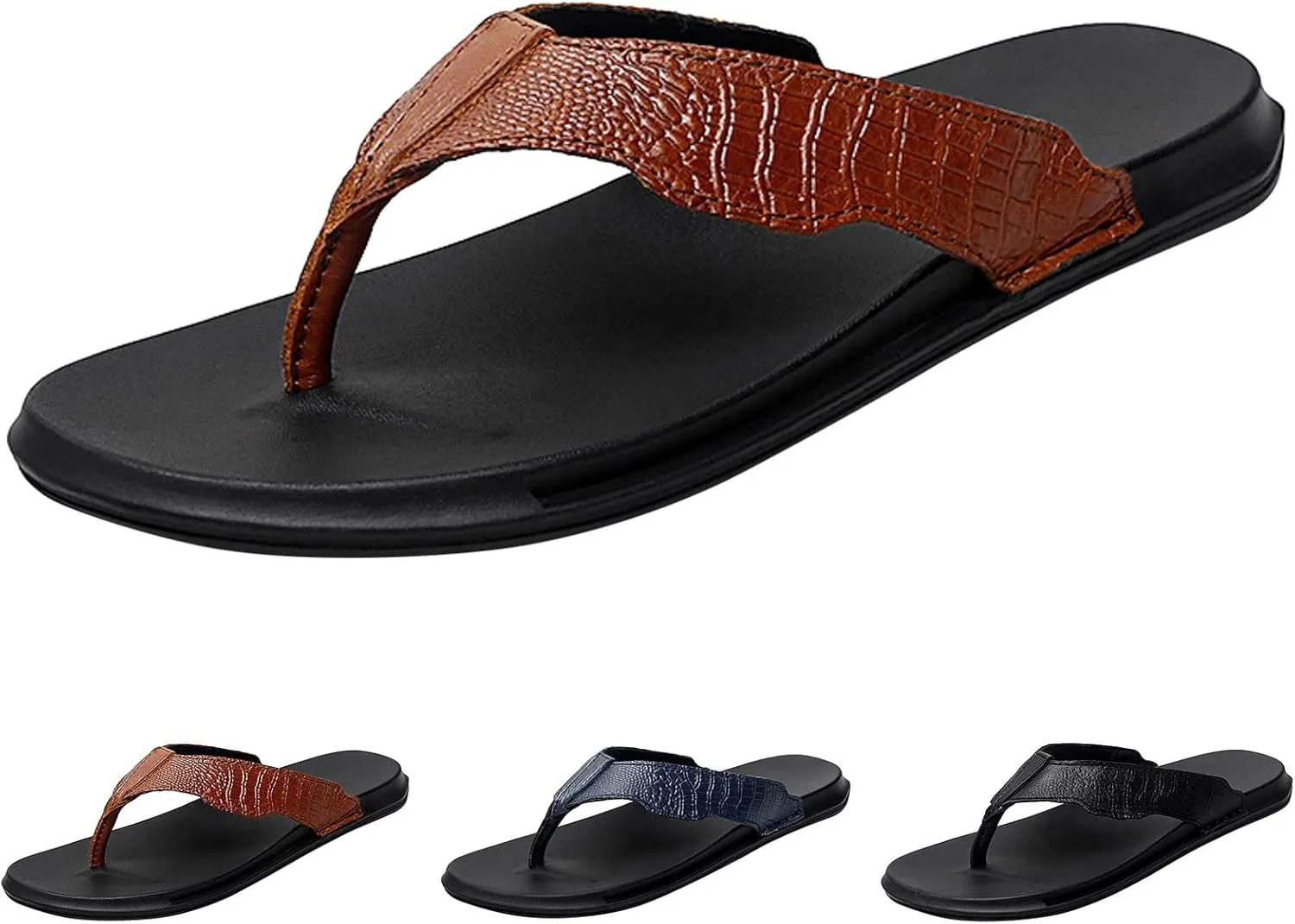 Men Flip Flops Fashionable Summer New Pattern Flat Bottom Comfortable Non Slip Large Beach Sippers Flip Flops for The Beach