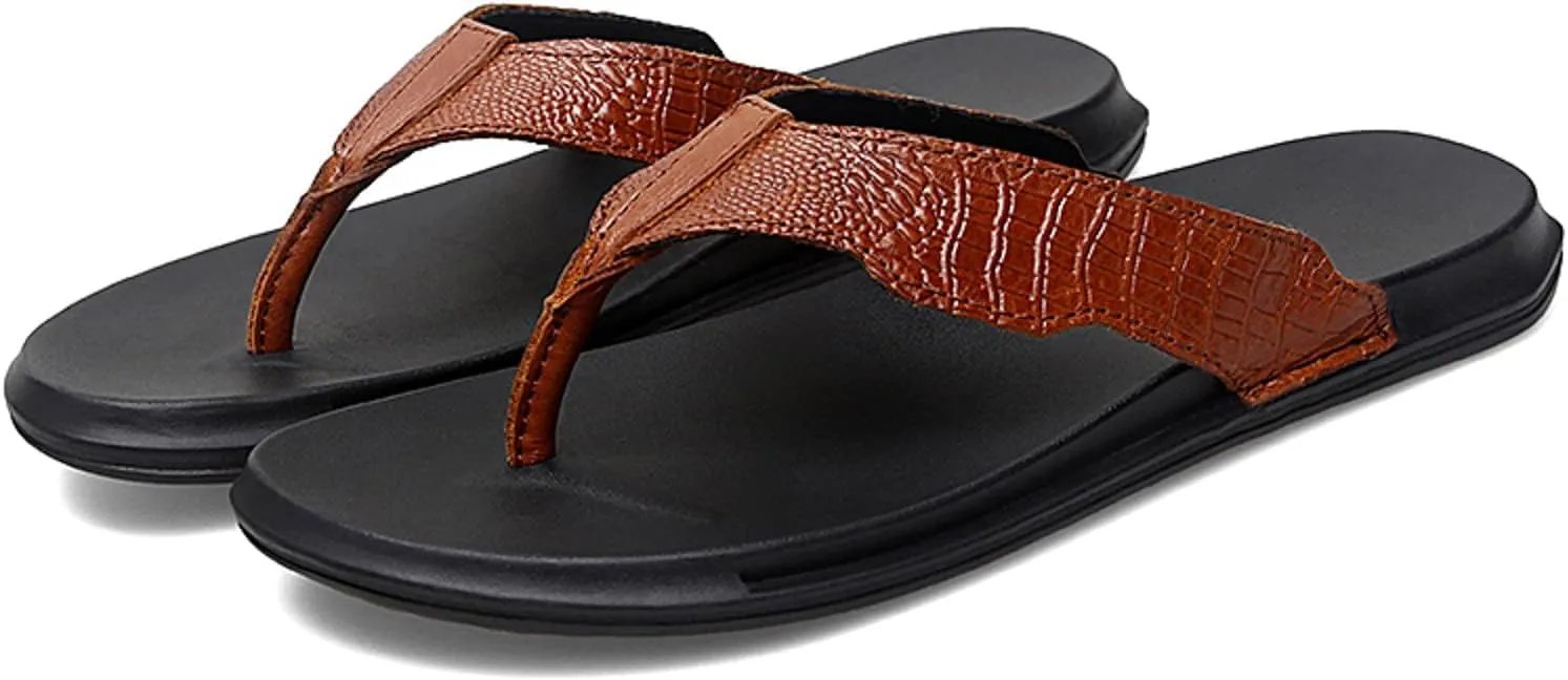 Men Flip Flops Fashionable Summer New Pattern Flat Bottom Comfortable Non Slip Large Beach Sippers Flip Flops for The Beach