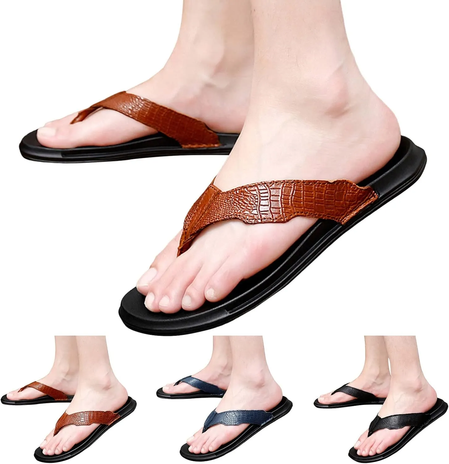 Men Flip Flops Fashionable Summer New Pattern Flat Bottom Comfortable Non Slip Large Beach Sippers Flip Flops for The Beach