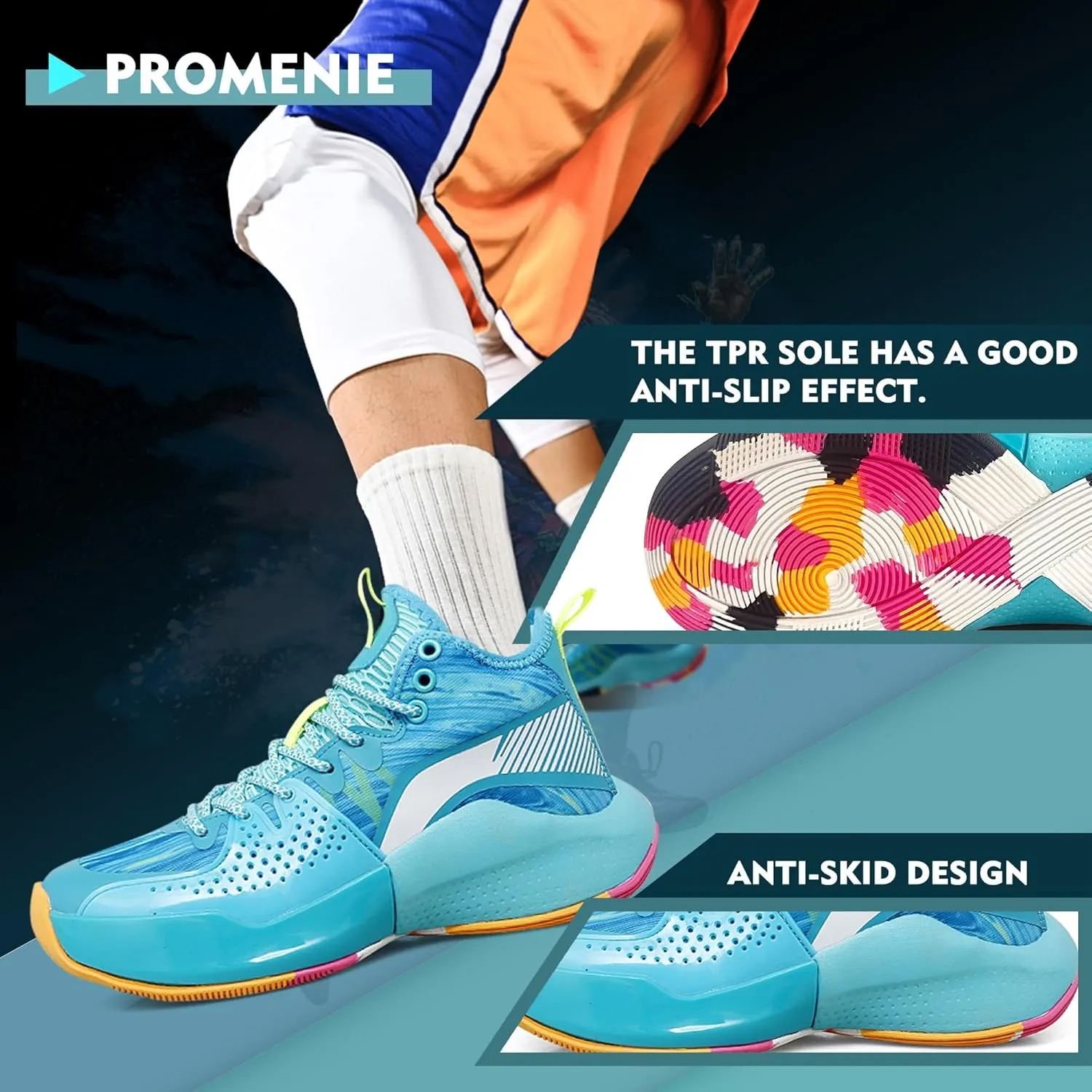 Men Graffiti Basketball Shoes High-Top Sports Shoes Anti-Slip Rubber Soles Indoor Outdoor Sports Running Training Streetwear