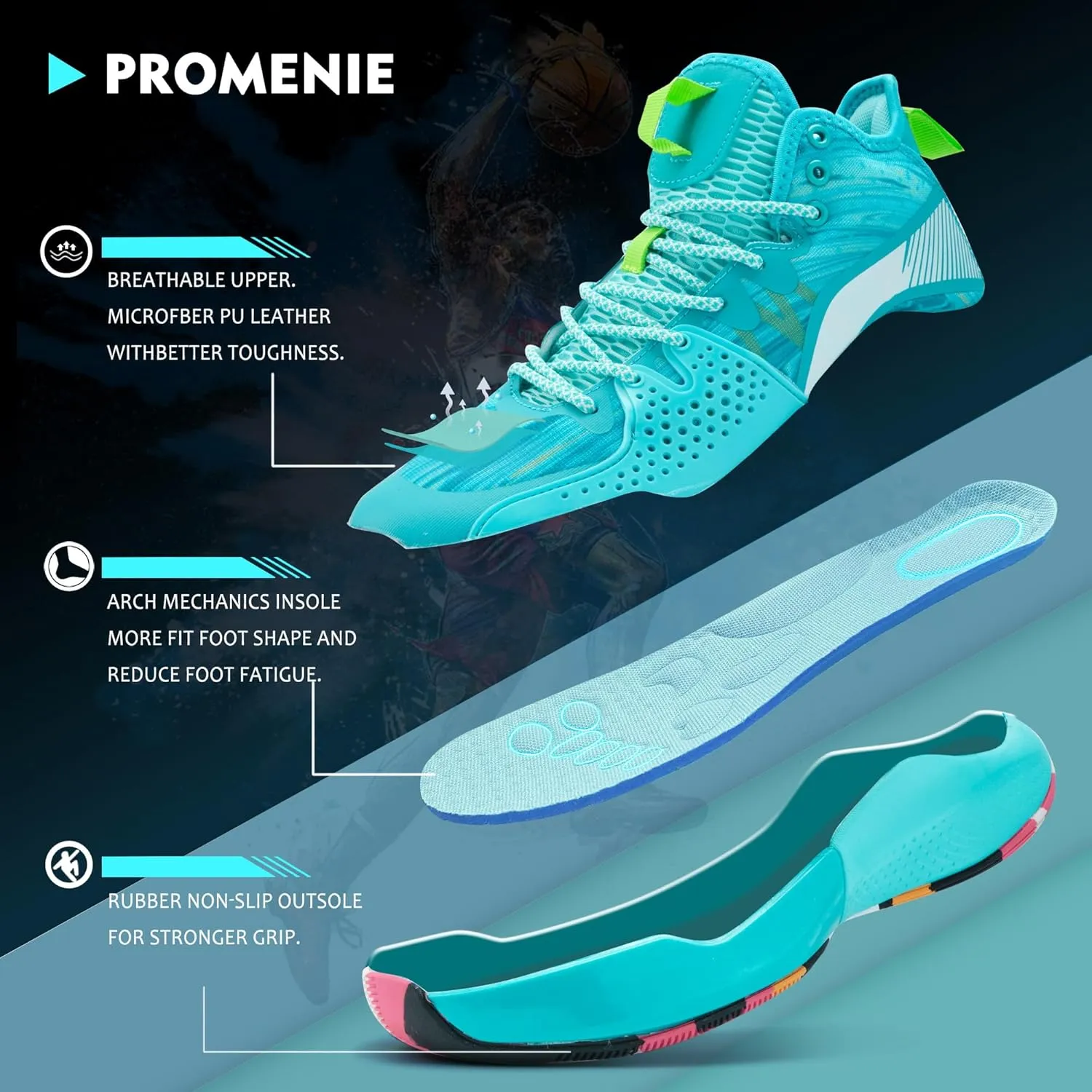 Men Graffiti Basketball Shoes High-Top Sports Shoes Anti-Slip Rubber Soles Indoor Outdoor Sports Running Training Streetwear
