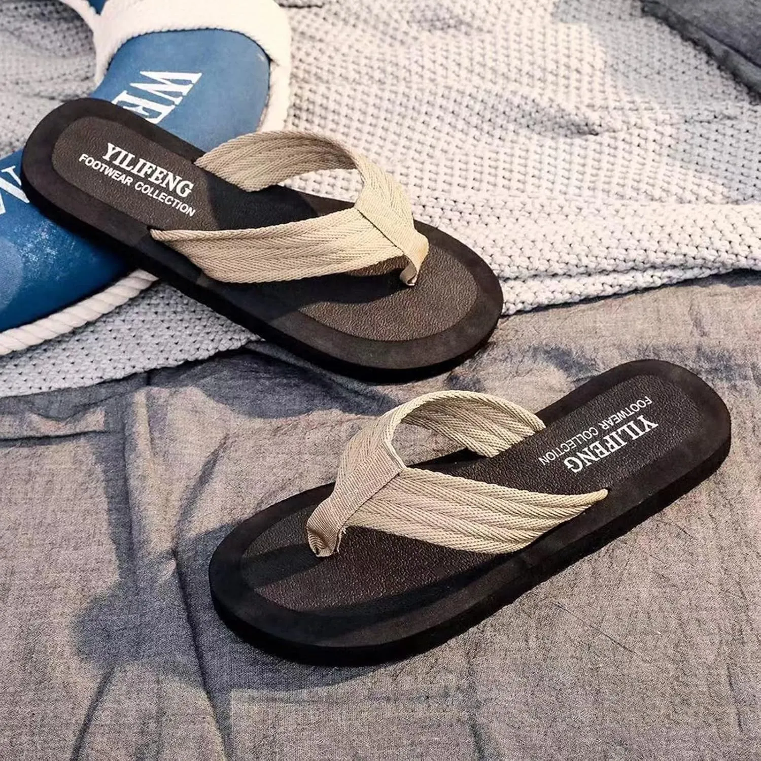 Men Shoes Fashion Beach Flip Flops Flat Toe Sandwich Beach Flip Flops for Men Light Sandals
