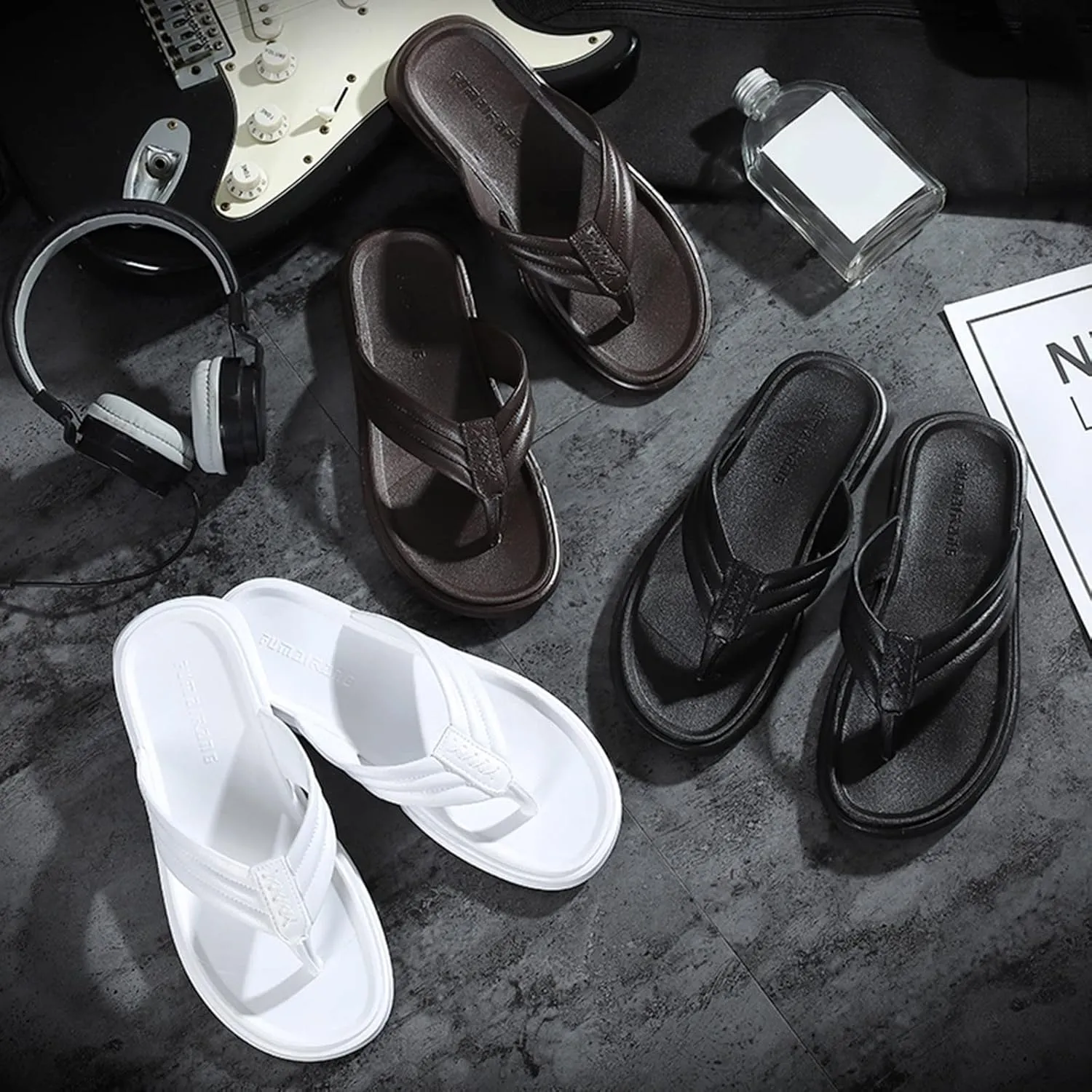 Men Shoes Fashion Beach Flip Flops Flat Toe Sandwich Beach Flip Flops for Men Sandals