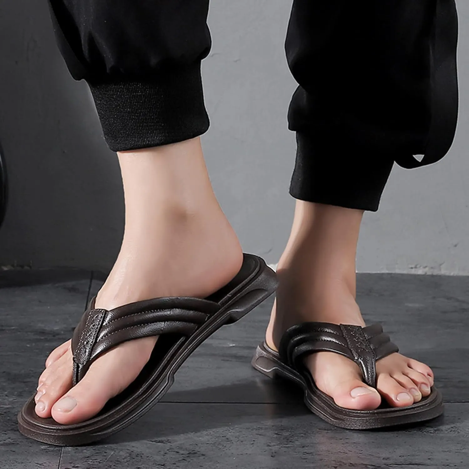 Men Shoes Fashion Beach Flip Flops Flat Toe Sandwich Beach Flip Flops for Men Sandals