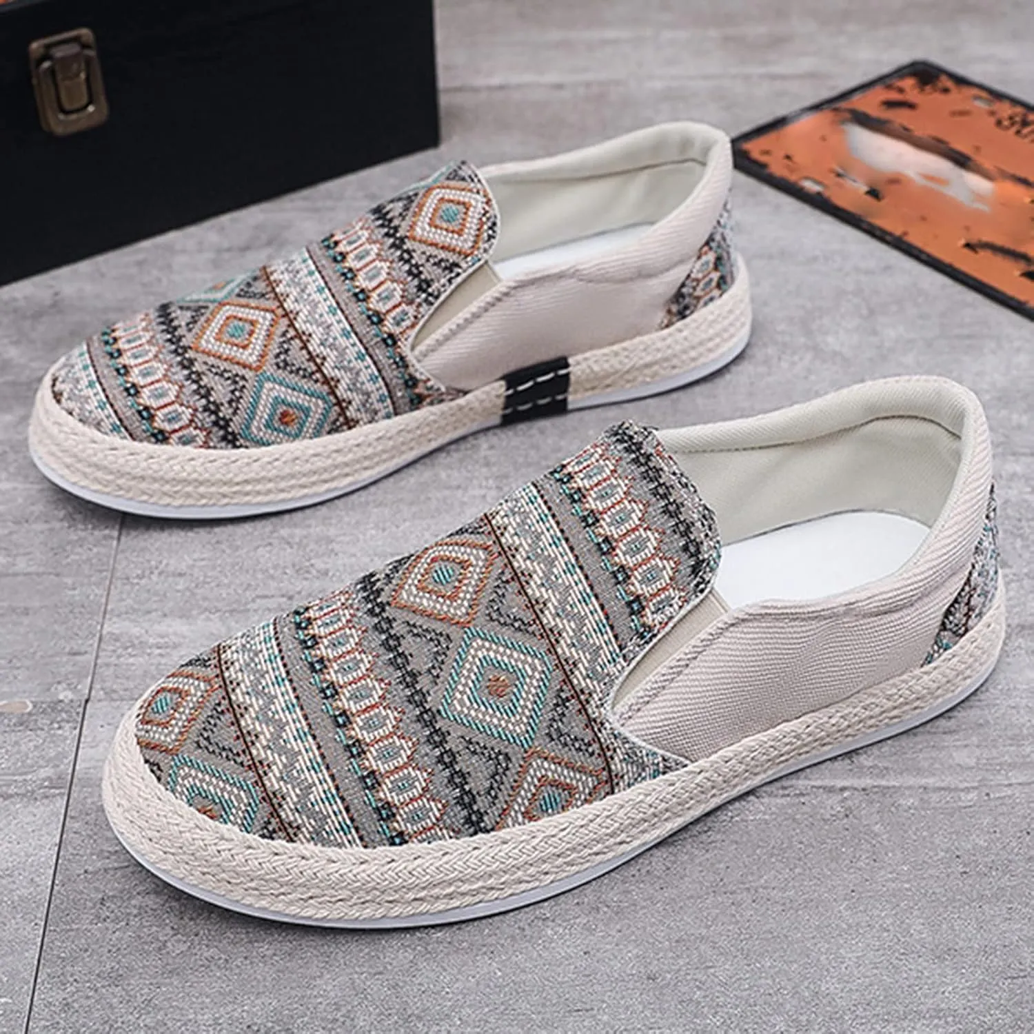Men Slip on Walking Shoes Comfort Memory Foam Breathable Mesh Fashion Sneakers Non Slip Arch Support Vacation Athletic Running Shoes