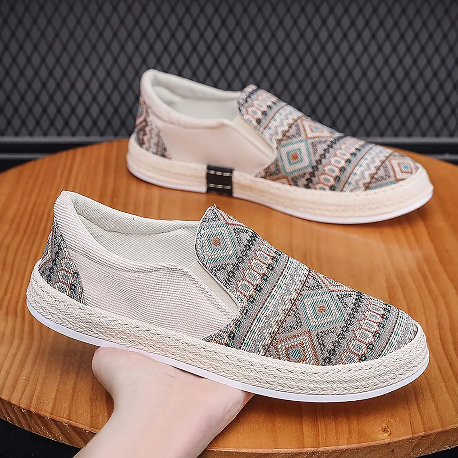 Men Slip on Walking Shoes Comfort Memory Foam Breathable Mesh Fashion Sneakers Non Slip Arch Support Vacation Athletic Running Shoes
