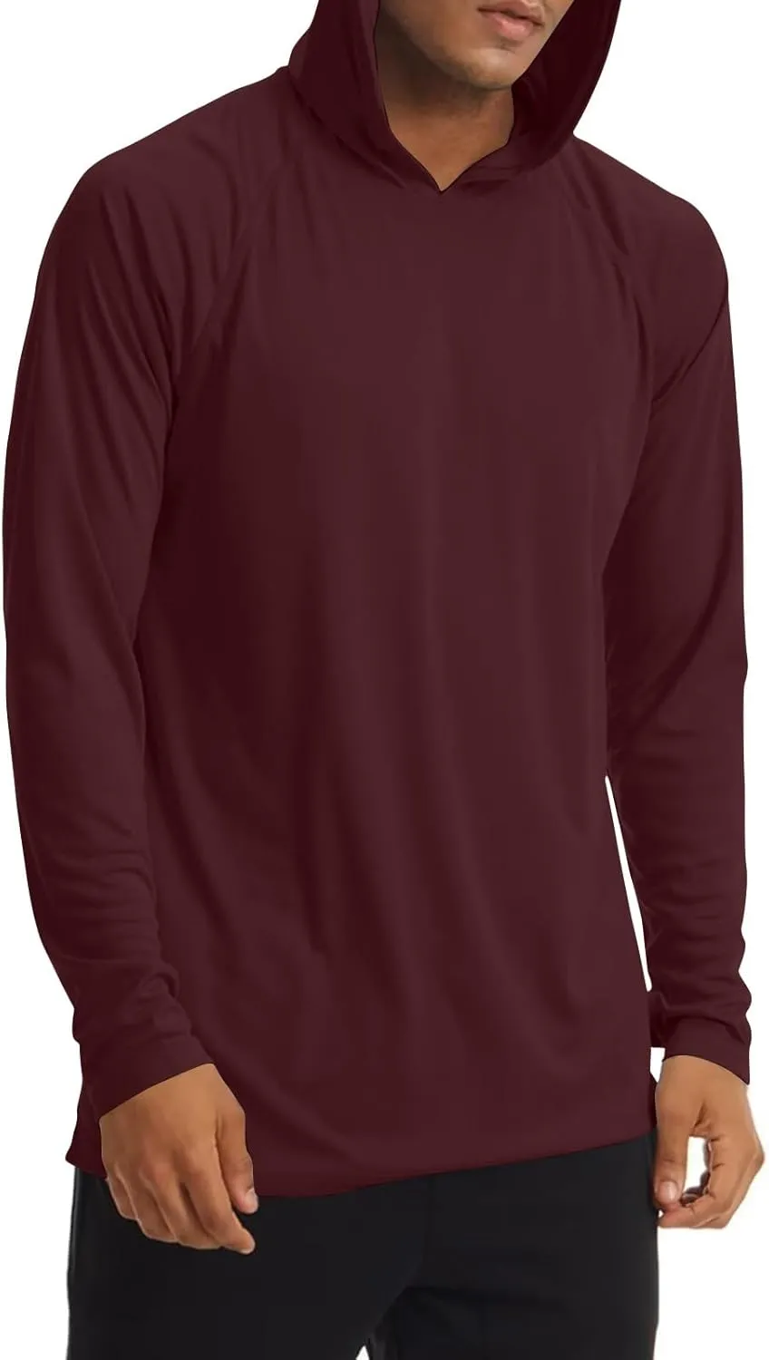 Men UPF 50  Sun Protection Hoodie Shirt Summer Long Sleeve UV SPF Quick Dry Hood T-Shirt Rash Guard Fishing Outdoor