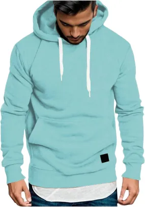 Men Winter Heavy Warm Hood Large Sized Sherpa Lined Fleece Solid Flannel Hoodie Tops Hoodies Men Big and Tall Pullover