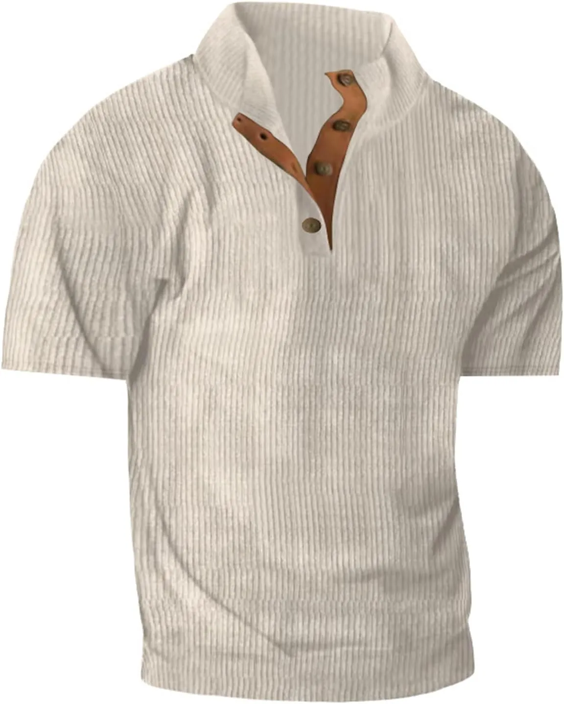 Mens 1/4 Button Sweater Short Sleeve Stand Collar Mens Sweatshirt Thermal Shirt Men's Sweatshirts No Hood, Mens Hoodie