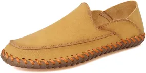 Mens Anti Slip Driving Shoes Leather Loafers Casual Fashion Leather Shoes Comfortable Soft Walking Shoes