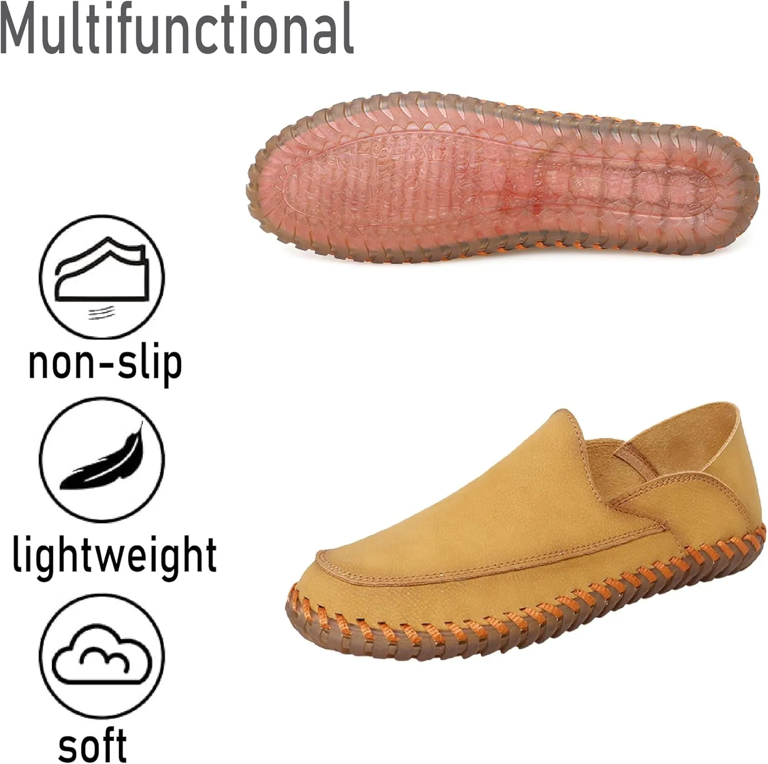 Mens Anti Slip Driving Shoes Leather Loafers Casual Fashion Leather Shoes Comfortable Soft Walking Shoes