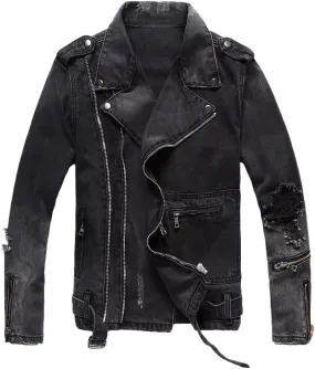 Men's Autumn and Winter Denim Jackets, American Retro Slim-fit Motorcycle Jackets