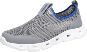 Men's Breathable Mesh Sports Shoes Convenient Slip On Hollow Sneakers Comfortable Walking Shoe Soft Elderly Shoes