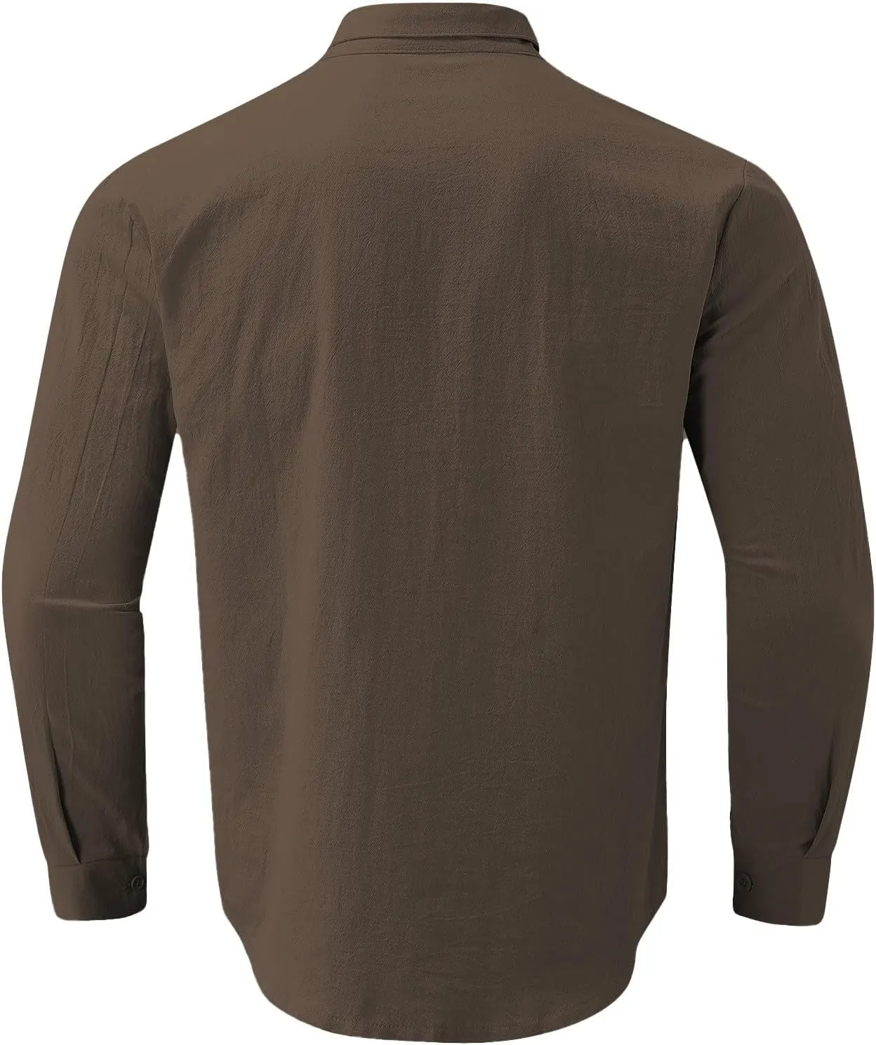Mens Button Down Linen Shirts Cotton Linen Casual Long Sleeve Untucked Shirts Lightweight Quick Dry Summer Beach Tops