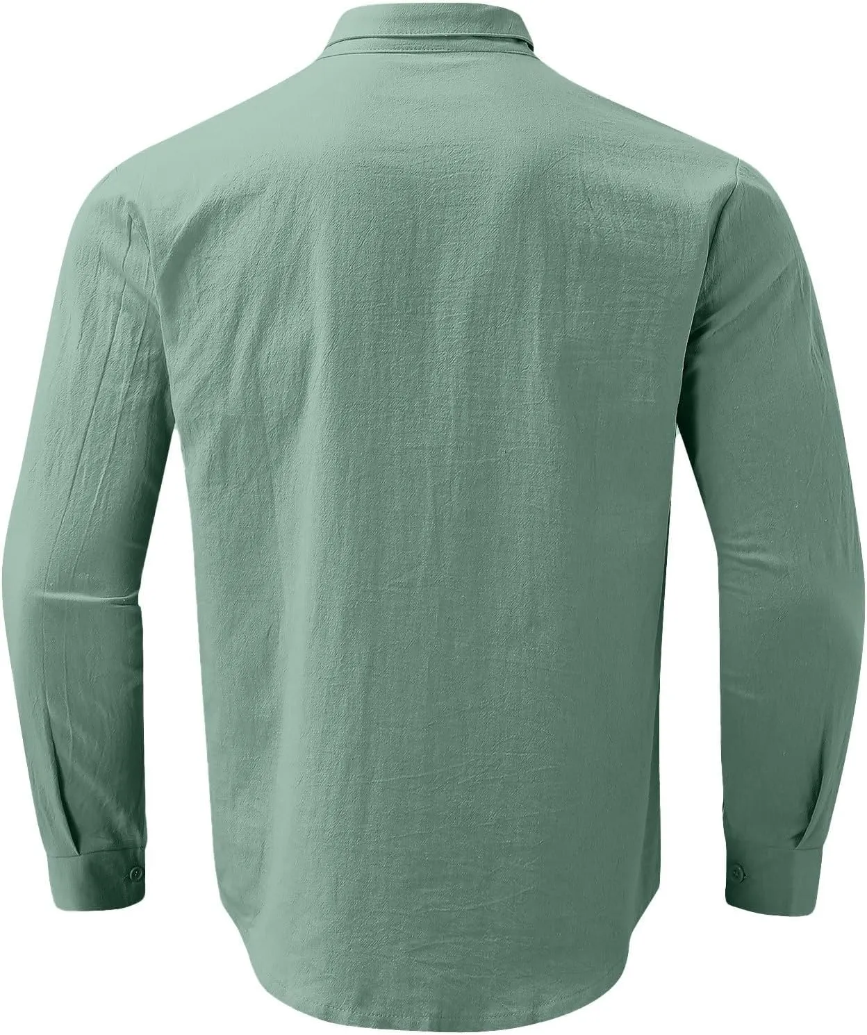 Mens Button Down Linen Shirts Cotton Linen Casual Long Sleeve Untucked Shirts Lightweight Quick Dry Summer Beach Tops
