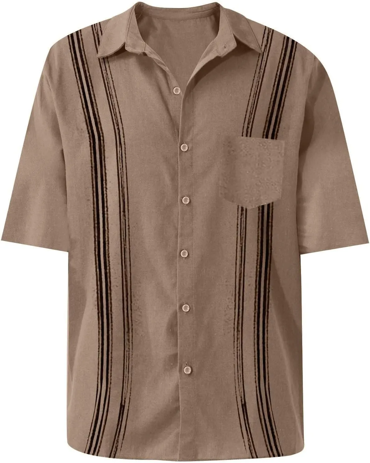 Mens Button Down Linen Shirts Short Sleeve Hawaiian Shirt Casual Shirt for Men Beach Summer Vacation Hippie Shirts