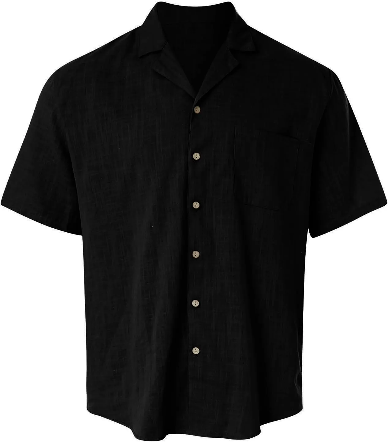 Mens Button Down Shirts Summer Casual Beach T-Shirts Short Sleeve V-neck Lapel Tops Solid Color Loose Comfy Tees