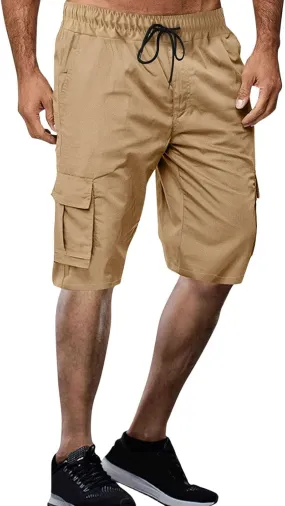 Mens Cargo Shorts Elastic Waist Workout Shorts Athletic Shorts Summer Running Hiking Shorts Streetwear Mens Cycling Shorts
