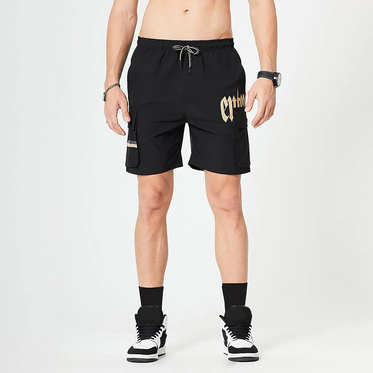 Mens Cargo Shorts Men's Cotton Flat Shorts Classic-Fit Golf Shorts Casual Hiking Cargo Shorts with Multi Pockets