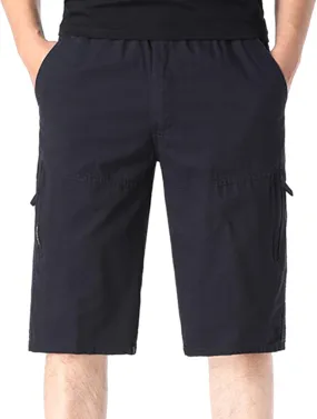 Mens Cargo Shorts Men's Elastic Waist Multi Pockets Work Shorts Knee Length Tactical Hiking Shorts Golf Shorts