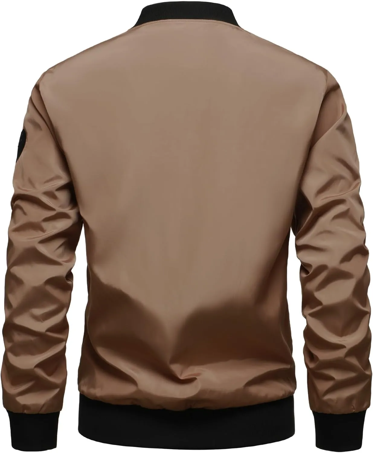 Mens Casual Coat Jacket, Long Sleeve Embroidered Bomber Jacket with Zipper, Anorak Windbreaker with Pockets