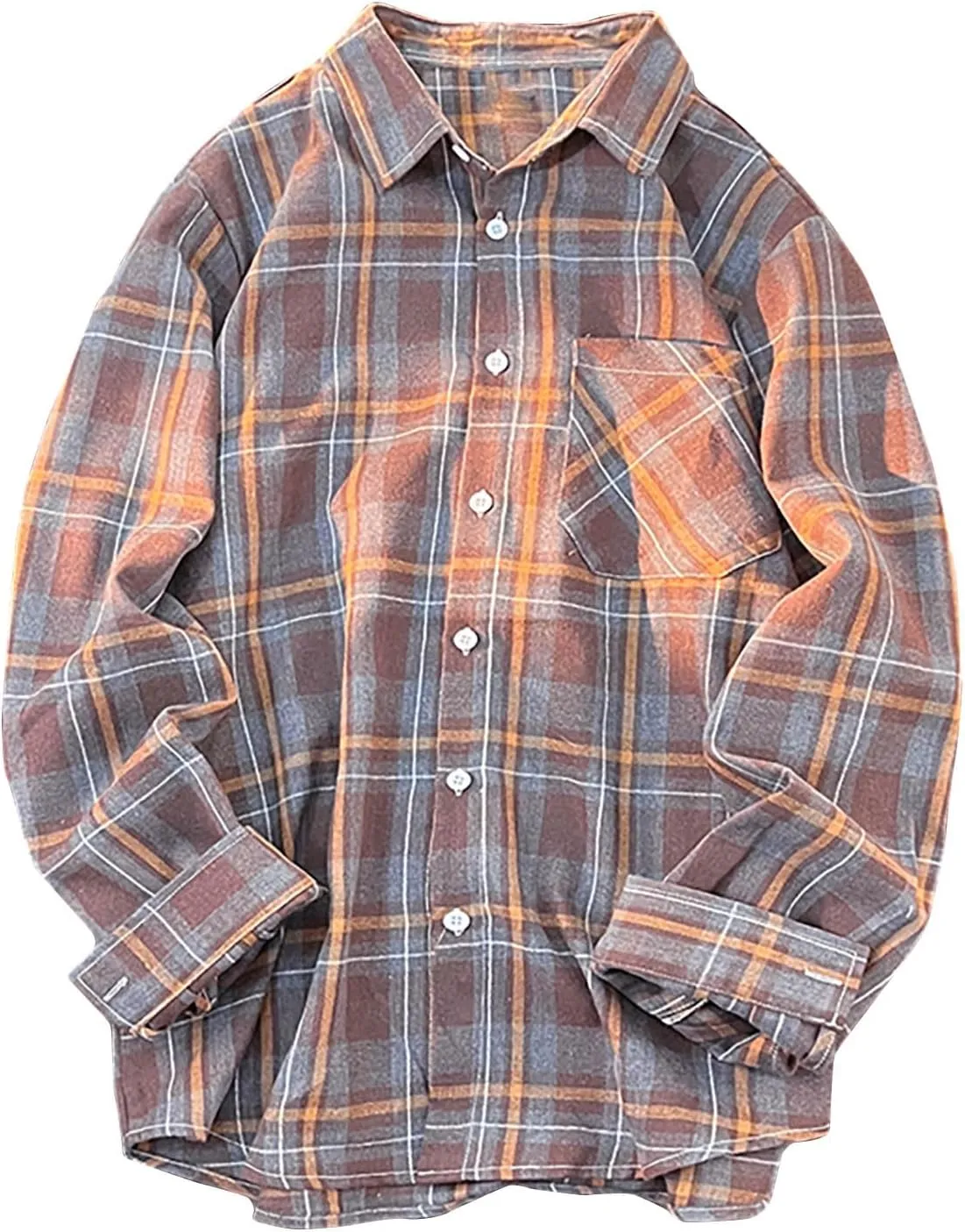 Men's Casual Shirts Fall Fashion Personality Striped Printed Button Down Lapel Long Sleeves Cardigan Blouse Tops
