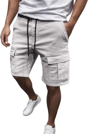 Mens Casual Shorts - Cotton Drawstring Summer Beach Stretch Twill Chino Golf Shorts Classic Shorts Casual Shorts