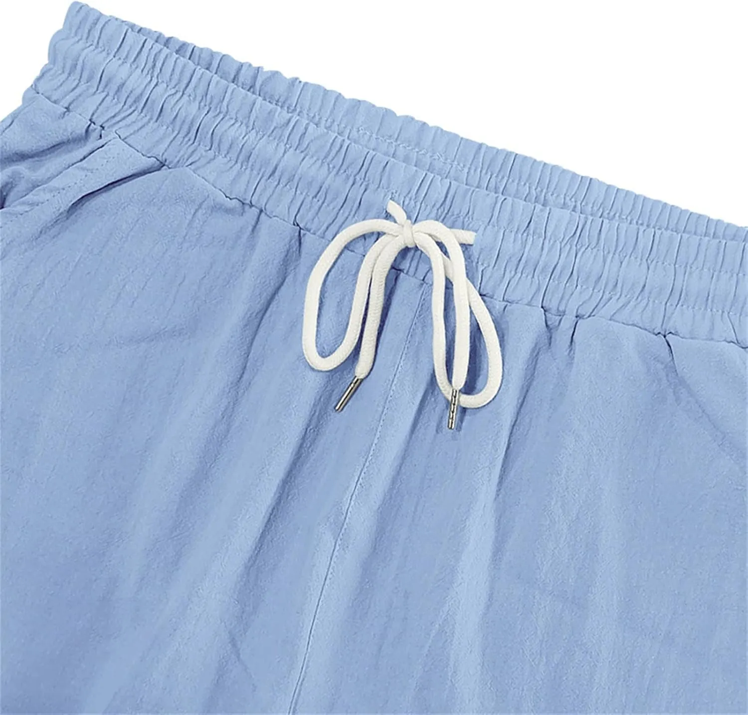 Mens Casual Shorts Summer Beach Elastic Waist Drawstring Shorts Lightweight Quicky Dry Vacation Shorts