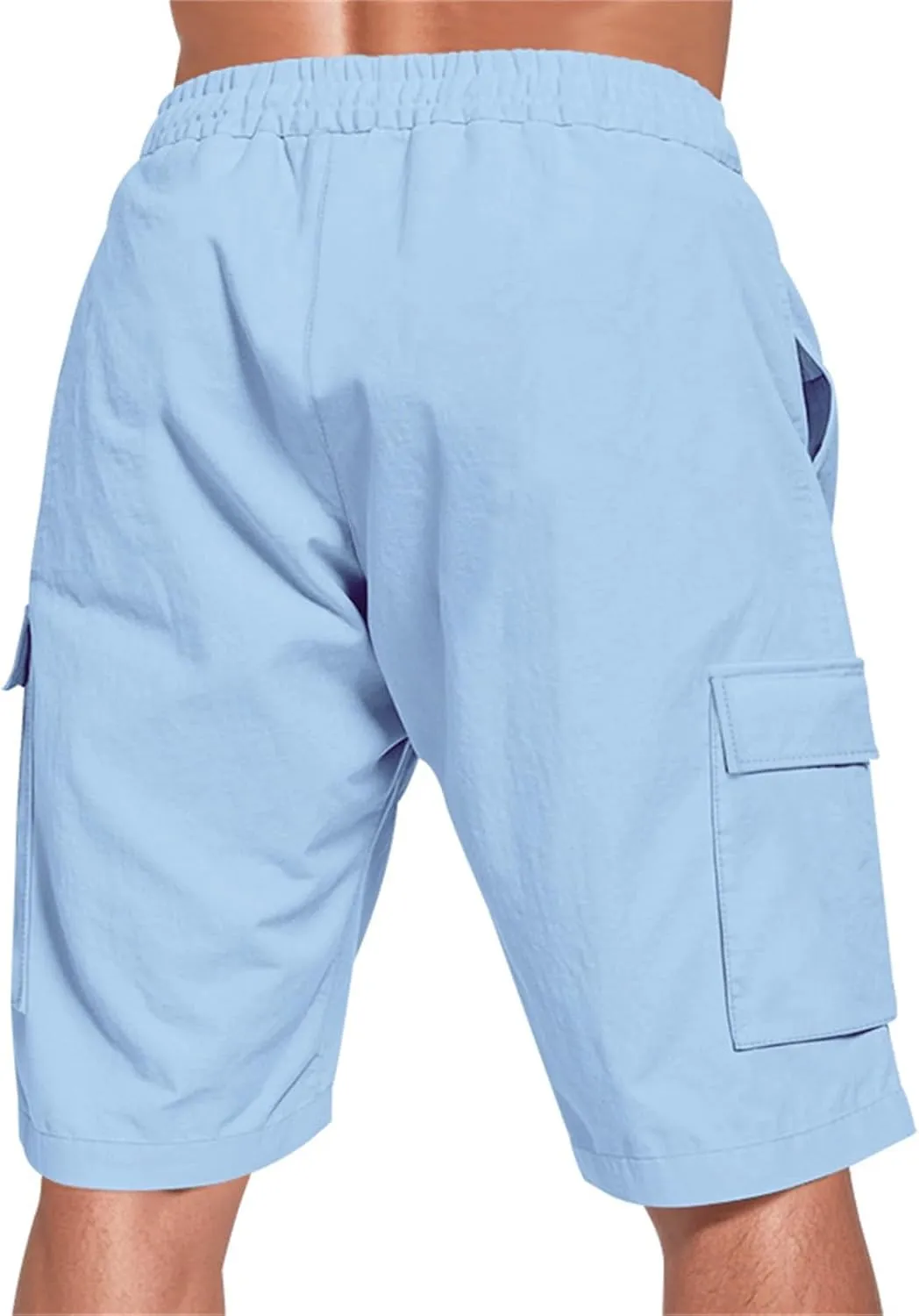 Mens Casual Shorts Summer Beach Elastic Waist Drawstring Shorts Lightweight Quicky Dry Vacation Shorts
