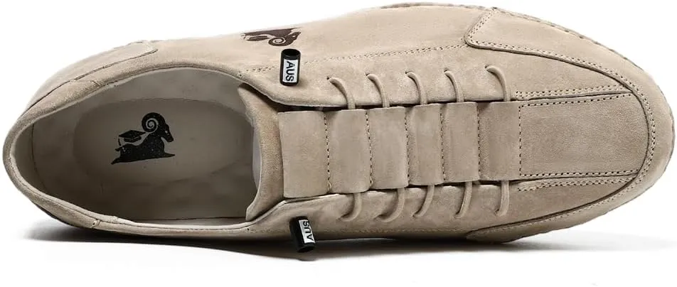 Men's Comfortable Walking Hiking Shoes Fashion Casual Lightweight Slip-on Leather Sneakers