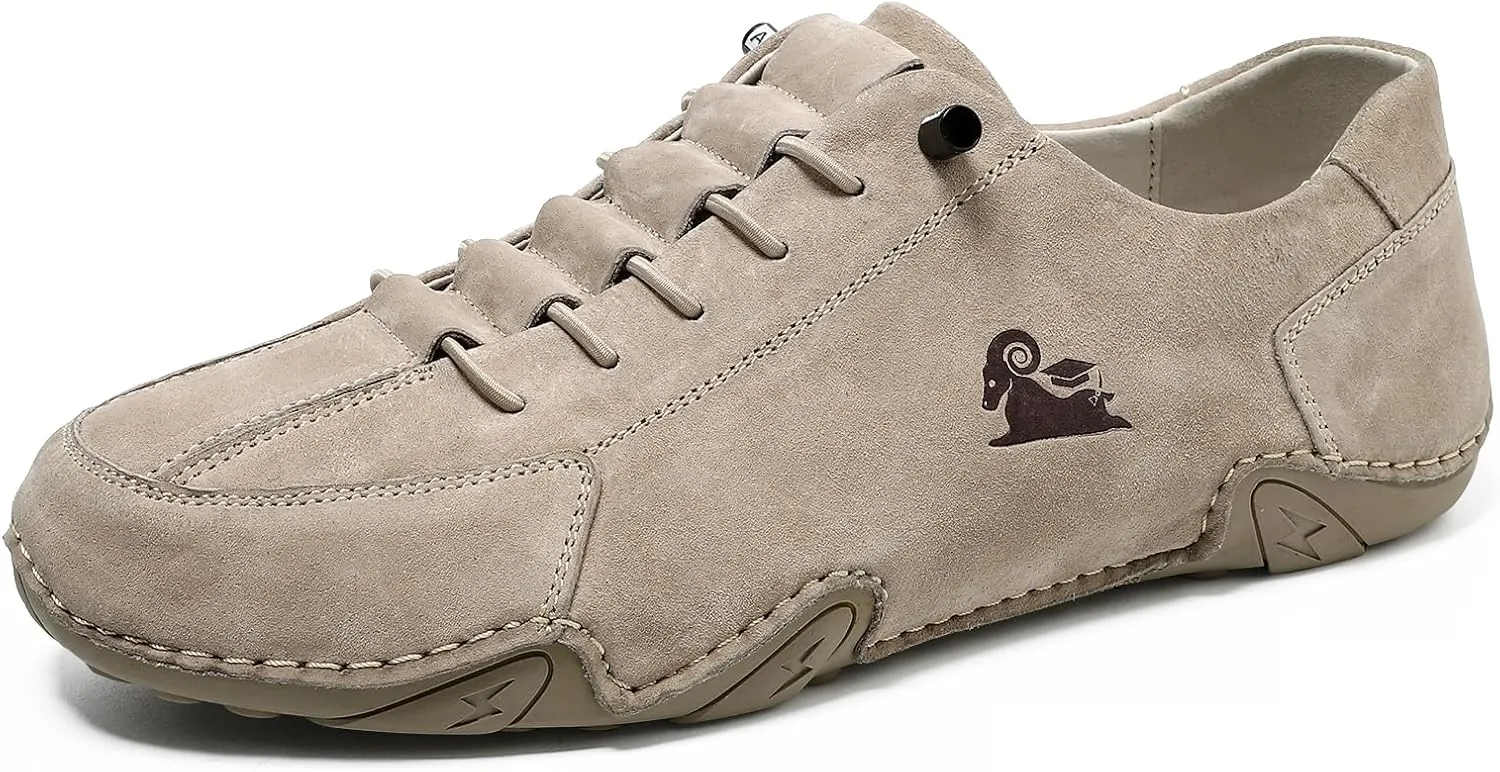 Men's Comfortable Walking Hiking Shoes Fashion Casual Lightweight Slip-on Leather Sneakers
