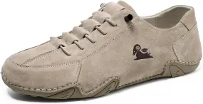 Men's Comfortable Walking Hiking Shoes Fashion Casual Lightweight Slip-on Leather Sneakers