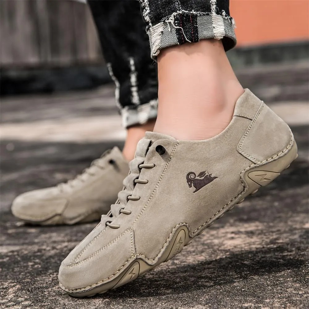 Men's Comfortable Walking Hiking Shoes Fashion Casual Lightweight Slip-on Leather Sneakers